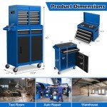 Goplus Tool Chest, 5-Drawer Rolling Cabinet with Detachable Top Toolbox, Lockable Wheels, Lock Bar, Protective Liner & Tool Rack, Metal Storage Cart for Garage Workshop