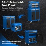 Goplus Tool Chest, 5-Drawer Rolling Cabinet with Detachable Top Toolbox, Lockable Wheels, Lock Bar, Protective Liner & Tool Rack, Metal Storage Cart for Garage Workshop