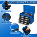 Goplus Tool Chest, 5-Drawer Rolling Cabinet with Detachable Top Toolbox, Lockable Wheels, Lock Bar, Protective Liner & Tool Rack, Metal Storage Cart for Garage Workshop