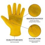KKOYING Leather Work Gloves for Men & Women, Gardening Gloves, Reinforced Durable Cowhide Work Gloves, Puncture & Cut Resistant (Medium)