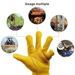 KKOYING Leather Work Gloves for Men & Women, Gardening Gloves, Reinforced Durable Cowhide Work Gloves, Puncture & Cut Resistant (Medium)