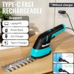 DURATECH Cordless Hedge Trimmer, 3.6V 2-in-1 Handheld Rechargeable Grass Trimmer & Hedge Shears with USB Type-C Cable, Built-in Li-ion Battery, Electric Shrub & Grass Shears for Garden, Yard and Lawn