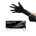Ansell MICROFLEX Onyx N64 Disposable Nitrile Exam Gloves for Automotive, Metal Fabrication - XXL, Black (Box of 100)