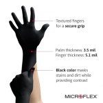 Ansell MICROFLEX Onyx N64 Disposable Nitrile Exam Gloves for Automotive, Metal Fabrication - XXL, Black (Box of 100)