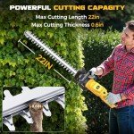 Cordless Hedge Trimmer for Dewalt 20V: 22 Inch Electric Bush Trimmer Battery Powered 1600RPM Brushless Motor & Rotating Handle & Battery Level Display & Dual-Switch for Yard, Garden, Lawn (No Battery)