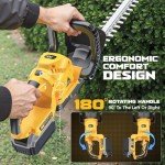 Cordless Hedge Trimmer for Dewalt 20V: 22 Inch Electric Bush Trimmer Battery Powered 1600RPM Brushless Motor & Rotating Handle & Battery Level Display & Dual-Switch for Yard, Garden, Lawn (No Battery)