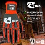 Magid Glove & Safety T-REX Impact-Resistant Gloves, 9/L, 1 Pair, Puncture Resistant, Heavy Duty Work Gloves With Grip (Orange Shell | Grey TPR | Black Sandy Nitrile Grip)
