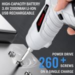 Electric Screwdriver Cordless, Goldsea Powered Screwdriver Set with 10 Magnetic Bits tool kit for college students,Portable Rechargeable Screw driver Tool Set for Dorm Home DIY(4.2v, 3.5n.m, White)