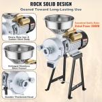 VEVOR Electric Grain Mill Grinder, 3000W Spice Grinders, Commercial Corn Mill with Funnel, Thickness Adjustable Powder Machine, Heavy Duty Feed Flour Cereal Mill Wheat Grinders, Dry & Wet Grinder