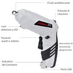 Electric Screwdriver Cordless, Goldsea Powered Screwdriver Set with 10 Magnetic Bits tool kit for college students,Portable Rechargeable Screw driver Tool Set for Dorm Home DIY(4.2v, 3.5n.m, White)