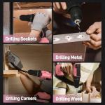 COMOWARE Cordless Drill Set, 20V Pink Power Drill Set for Women, 1 Battery & Charger, 3/8" Keyless Chuck, 2 Variable Speed, 266 In-lb Torque, 25+1 Position, with Pink Storage Bag