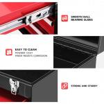 DNA MOTORING 20 Inch Steel Portable Tool Box - 3 Drawer+Top Storage Toolbox with Lockable Metal Latches for Household Workshop Repair Shop, Black/Red 407, TOOLS-00407