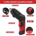 AFNZTME Cordless Power Screwdriver Electric Screwdriver Rechargeable Set, Battery Powered Screwdriver Kit Including 46pcs Bits, Pivoting Handle and LED Lights Small Drills Cordless (Red)