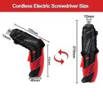 AFNZTME Cordless Power Screwdriver Electric Screwdriver Rechargeable Set, Battery Powered Screwdriver Kit Including 46pcs Bits, Pivoting Handle and LED Lights Small Drills Cordless (Red)