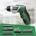 MYMULIKE Electric Screwdriver Cordless Set, 3.6V Power Screwdriver Rechargeable with Light, Green Screw Gun with Pivoting Handle and Drill, 49 Pcs Accessories, 6+1 Torque Setting, 2000 mAh Battery