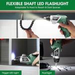 MYMULIKE Electric Screwdriver Cordless Set, 3.6V Power Screwdriver Rechargeable with Light, Green Screw Gun with Pivoting Handle and Drill, 49 Pcs Accessories, 6+1 Torque Setting, 2000 mAh Battery