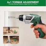 MYMULIKE Electric Screwdriver Cordless Set, 3.6V Power Screwdriver Rechargeable with Light, Green Screw Gun with Pivoting Handle and Drill, 49 Pcs Accessories, 6+1 Torque Setting, 2000 mAh Battery