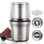 DR MILLS DM-7412M Stainless Steel Electric Dried Spice and Coffee Grinder,2 in 1 Wet and Dry, Removable Cups, Dishwasher Safe