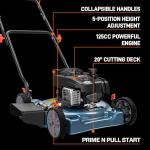 SENIX 20-Inch Gas Lawn Mower with 125 cc 4-Cycle Briggs & Stratton Engine, Side Discharge, 5-Position Single Wheel Height Adjustment (LSPG-L3)
