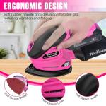 Cordless Detail Sander - 20V Electric Hand Sander with 22Pcs Sandpapers, 12000 RPM Mouse Sander with Dust Bag, Compact Palm Sander Tool for Woodworking, 2.0Ah Battery and Charger Included