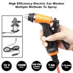 Bang4buck Portable Intelligent Electric Pressure Washer Pump 100W 160 PSI 12V Portable Pressure Powerful Washing Kit with 21.3 Feet PVC Hose for Home, Car, Garden, Projects (100 W-Black Hose)