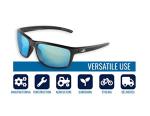 Bullhead Safety Pompano Polarized Safety Glasses, ANSI Z87+, Performance Fog Technology and Scratch Resistant Lenses, Polycarbonate Eyewear with UV Light Protection, Ice Blue Lenses, Matte Black Frame