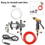 Bang4buck Portable Intelligent Electric Pressure Washer Pump 100W 160 PSI 12V Portable Pressure Powerful Washing Kit with 21.3 Feet PVC Hose for Home, Car, Garden, Projects (100 W-Black Hose)