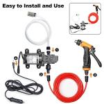 Bang4buck Portable Intelligent Electric Pressure Washer Pump 100W 160 PSI 12V Portable Pressure Powerful Washing Kit with 21.3 Feet PVC Hose for Home, Car, Garden, Projects (100 W-Black Hose)