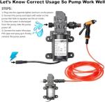 Bang4buck Portable Intelligent Electric Pressure Washer Pump 100W 160 PSI 12V Portable Pressure Powerful Washing Kit with 21.3 Feet PVC Hose for Home, Car, Garden, Projects (100 W-Black Hose)