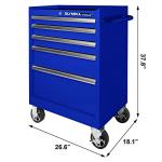 Olympia Tools 5-Drawer Tool Chest, 27-Inch Rolling Metal Tool Storage Cabinet with Casters, Locking System, Drawer Liner, 600 lbs Load Capacity, Blue
