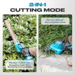 GARTOL Hedge Trimmer Cordless 2-in-1, 12'' Bush Trimmer & 20V Battery Powered Grass Shears with Battery & Charger, Lock, Fast Blade Change, Electric Hedge Shears Compatible with 18V Makita Batteries