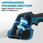 GARTOL Hedge Trimmer Cordless 2-in-1, 12'' Bush Trimmer & 20V Battery Powered Grass Shears with Battery & Charger, Lock, Fast Blade Change, Electric Hedge Shears Compatible with 18V Makita Batteries