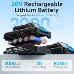 GARTOL Hedge Trimmer Cordless 2-in-1, 12'' Bush Trimmer & 20V Battery Powered Grass Shears with Battery & Charger, Lock, Fast Blade Change, Electric Hedge Shears Compatible with 18V Makita Batteries