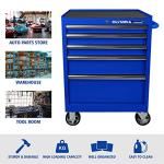 Olympia Tools 5-Drawer Tool Chest, 27-Inch Rolling Metal Tool Storage Cabinet with Casters, Locking System, Drawer Liner, 600 lbs Load Capacity, Blue