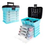 Portable Tool Box - Small Parts Organizer with Drawers and Customizable Compartments for Hardware, Tackle, Beads, or Crafts by Stalwart (Light Blue)