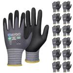 KAYGO Safety Work Gloves MicroFoam Nitrile Coated, 12 Pairs KG18NB,Seamless Knit Nylon Glove for Men and Women, Ideal for Automotive,Warehouse,Construction (Large,Gray)