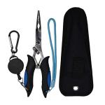 Amoygoog Stainless Steel Fishing Pliers - Needle Nose Plier for Cutting Fishing Line, Multitool Pliers with Sheath and Telescopic Lanyard | Fishing Tools
