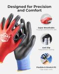 OKIAAS Work Gloves for Men，Ultra Thin and Lightweight Working Gloves with Grip, 12 Pairs Bulk Pack Construction Gloves with Polyurethane Coating for Light Duty Work (Black, X-Large)