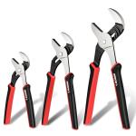 ARROW 3-Piece Groove Joint Pliers, 8", 10" & 12" Adjustable Water Pump Pliers with TPR Handle, High Carbon Steel Tongue and Groove Plier for Plumbing, Automotive and Household Repairs