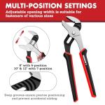 ARROW 3-Piece Groove Joint Pliers, 8", 10" & 12" Adjustable Water Pump Pliers with TPR Handle, High Carbon Steel Tongue and Groove Plier for Plumbing, Automotive and Household Repairs