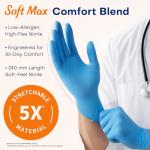 Supmedic Medical Nitrile Exam Gloves, Latex-Free, Powder-Free, Food Safe, Cooking Food Prep, Disposable Gloves, Blue, 100 Pcs (Large)