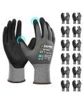 DULFINE Safety Work Gloves MicroFoam Nitrile Coated-12 Pairs Pack,Seamless Knit Nylon Glove with Black Micro-Foam Nitrile Grip,Ideal for General Purpose,Automotive,Home Improvement,Painting(Large)