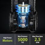 YERYORK Pressure Washer, Adjustable 5000 Max PSI 2.5 Max GPM, Power Washer with 33 FT Hose Reel, Steel Wand, 500ml Foam Cannon, 4-Nozzle Set, Electric Pressure Washer for Cars, Fences, Patios