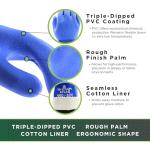 SHOWA Atlas 660 Triple-Dipped PVC Coated Chemical Resistant Safety Glove with Cotton Liner, 12" Length, Medium (1 Pair)