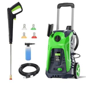 Electric Pressure Washer 4800PSI-Max 2.9GPM Electric Power Washer with 25 Foot Hose, 16.4 Foot Power Cord, Soap Tank Car Wash Machine Green Ideal Cleaning for Patio