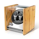 Watch Winder Smith Real Bamboo Double Watch Winders for Automatic Watches, Precision Engineered Quiet 4 Modes Rotation and Dual Power Flexibility​ AC/DC