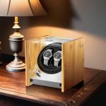 Watch Winder Smith Real Bamboo Double Watch Winders for Automatic Watches, Precision Engineered Quiet 4 Modes Rotation and Dual Power Flexibility​ AC/DC