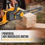 ReliaRoads 16-Inch Brushless Chainsaw, 40V (2 x 20V MAX) Cordless Battery Powered Chain Saw Compatible DeWALT Battery, Ideal for Wood/Tree Cutting, Pruning, Tool Only (Battery Not Included)