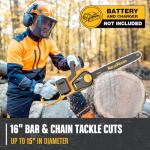 ReliaRoads 16-Inch Brushless Chainsaw, 40V (2 x 20V MAX) Cordless Battery Powered Chain Saw Compatible DeWALT Battery, Ideal for Wood/Tree Cutting, Pruning, Tool Only (Battery Not Included)