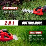 NEU MASTER Cordless Grass Shears, 2-in-1 Hedge Trimmer & Grass Trimmer, 7.2V Electric Hedge Trimmer with Rechargeable 2.0Ah Battery and Charger, Handheld Grass Cutter for Garden Yard Lawn